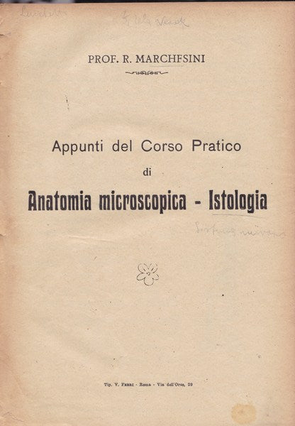 Appunti del Corso Pratico di Anatomia microscopica - Istologia. - copertina