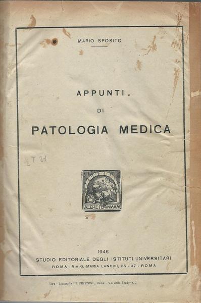 APPUNTI DI PATOLOGIA MEDICA - copertina