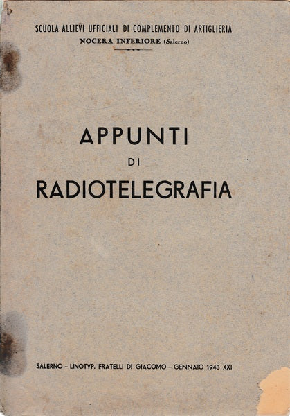 Appunti di radiotelegrafia - copertina