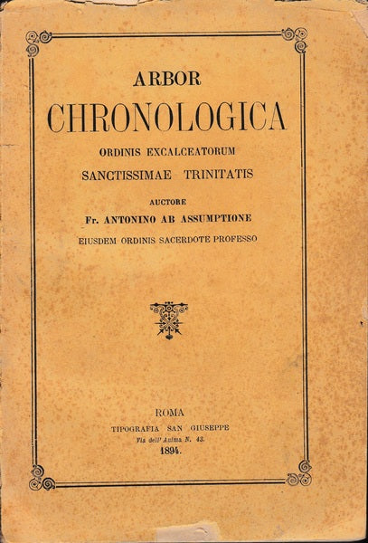 Arbor Chronologica Ordinis Excalceatorum Sanctissimae Trinitatis - copertina