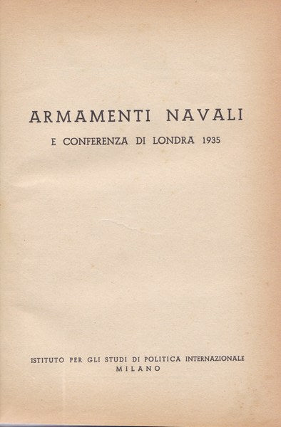Armamenti navali e Conferenza di Londra 1935 - copertina