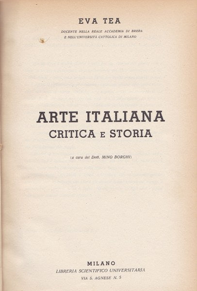 Arte italiana. Critica e storia. - copertina