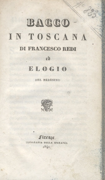 BACCO IN TOSCANA - copertina