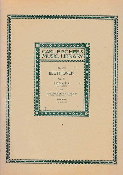 Beetohoven, op. 47 Sonata (A Major) for pianoforte and violin - copertina