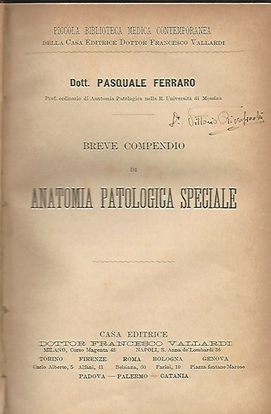 BREVE COMPENDIO DI ANATOMIA PATOLOGICA SPECIALE - copertina