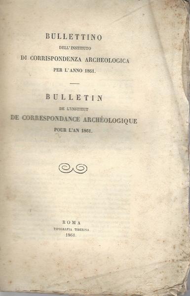 BULLETTINO DELL'INSTITUTO DI CORRISPONDENZA ARCHEOLOGICA 1861 - copertina