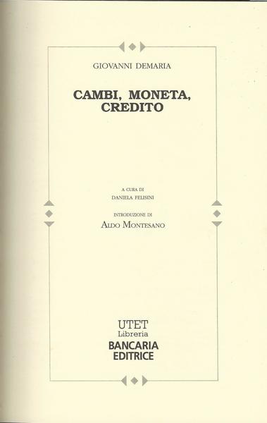 CAMBI, MONETA, CREDITO - copertina
