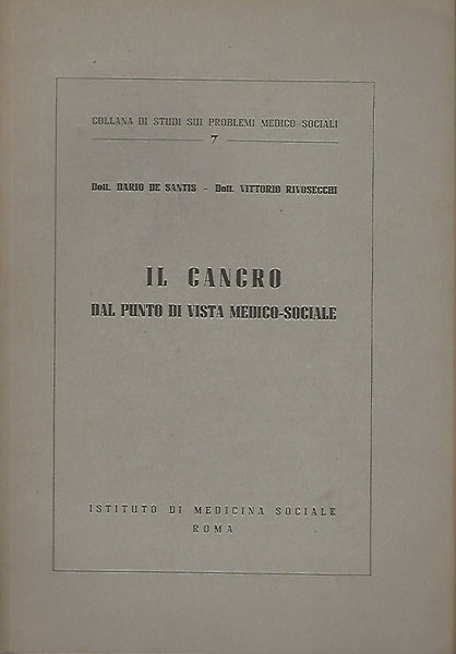 IL CANCRO DAL PUNTO DI VISTO MEDICO-SOCIALE - copertina