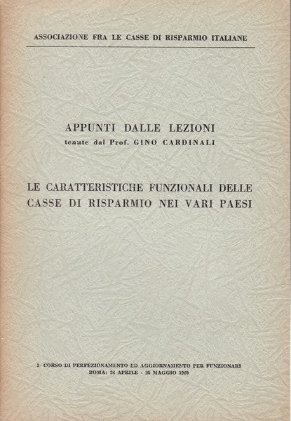 Le caratteristiche funzionali delle casse di risparmio nei vari Paesi - copertina