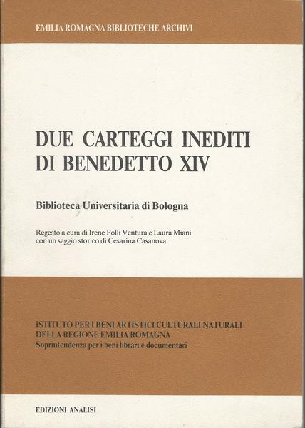 DUE CARTEGGI INEDITI DI BENEDETTO XIV - copertina