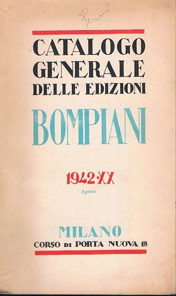 CATALOGO GENERALE DELLE EDIZIONI BOMPIANI - copertina