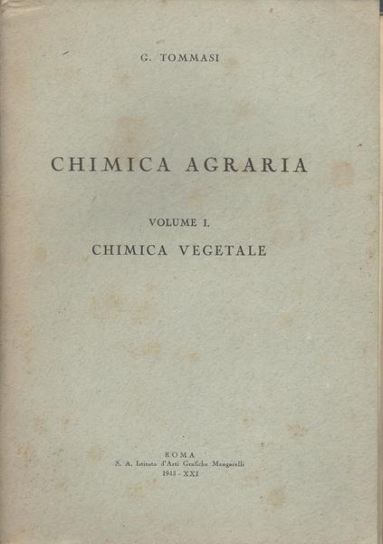 CHIMICA AGRARIA. VOLUME 1. CHIMICA VEGETALE - copertina