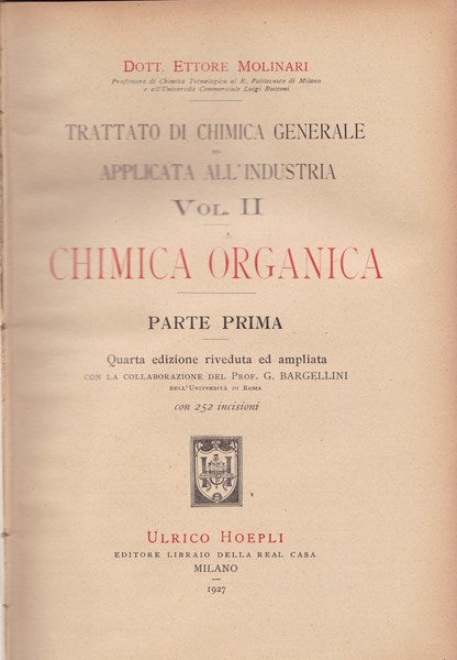 Chimica organica. Parte prima e seconda - copertina