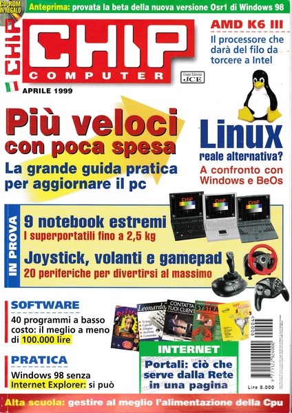 CHIP COMPUTER. Rivista Aprile 1999 - copertina