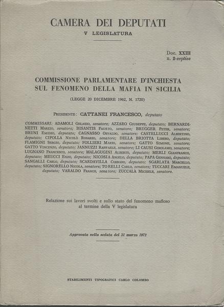 COMMISSIONE PARLAMENTARE D'INCHIESTA SUL FENOMENO DELLA MAFIA IN SICILIA.XXIII 2 - copertina