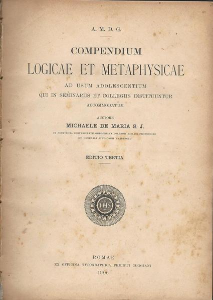 COMPENDIUM LOGICAE ET METAPHYSICAE - copertina