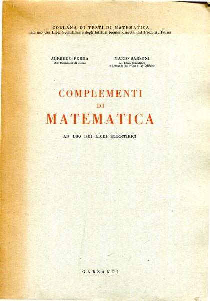 Complementi di matematica - ad uso dei Licei scientifici - copertina