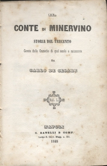 CONTE DI MINERVINO. STORIA DEL TRECENTO - Volume 1 - copertina