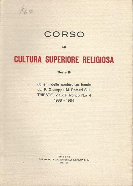 CORSO DI CULTURA SUPERIORE RELIGIOSA. Serie II. - copertina