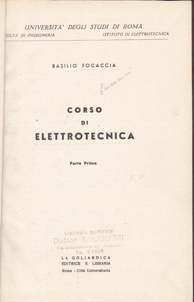 Corso di elettrotecnica. Parte prima. - copertina