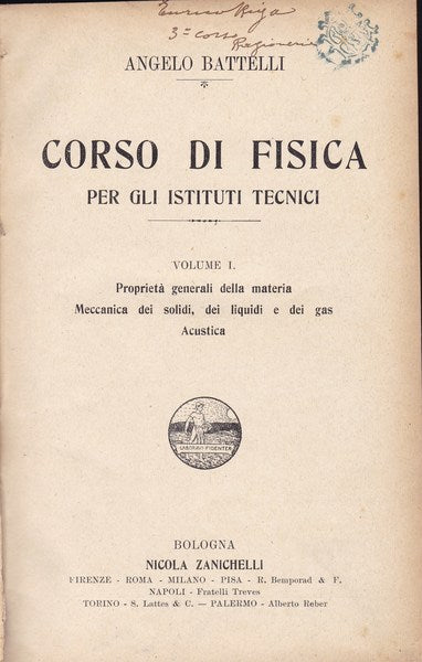 Corso di fisica per gli istituti tecnici - Volume I - copertina