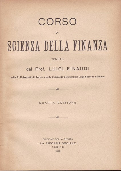 Corso di Scienza della Finanza - copertina