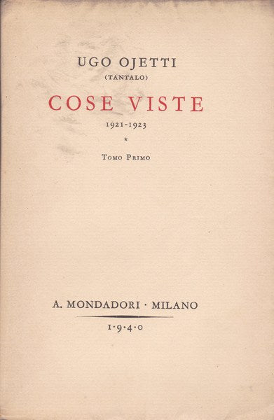 Cose viste (1921-1923). Tomo primo. - copertina