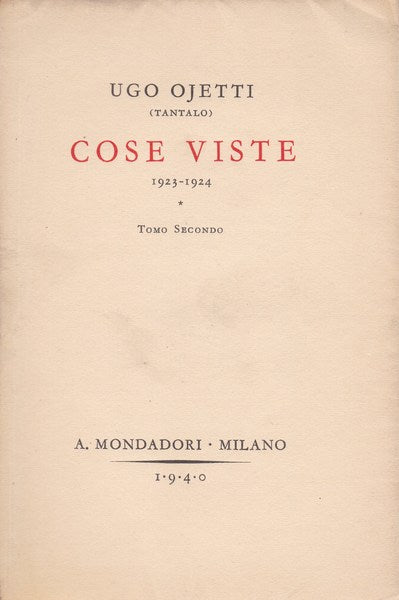 Cose viste (1923-1924). Tomo secondo. - copertina