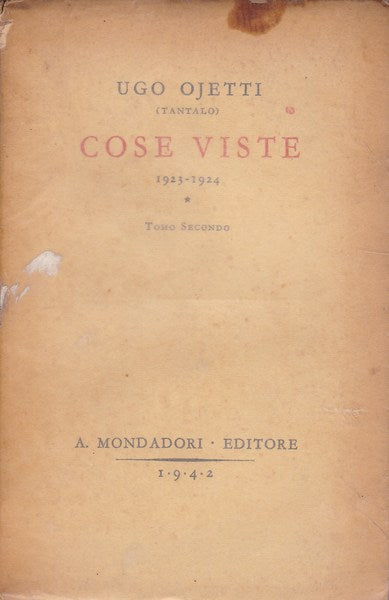 Cose viste (1923-1924). Tomo secondo. - copertina