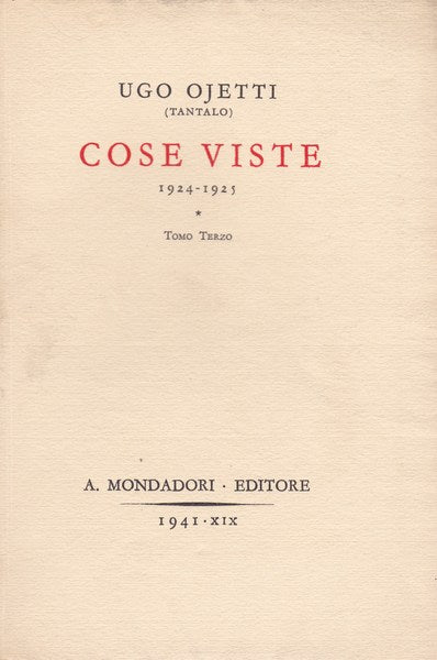 Cose viste (1924-1925). Tomo terzo. - copertina