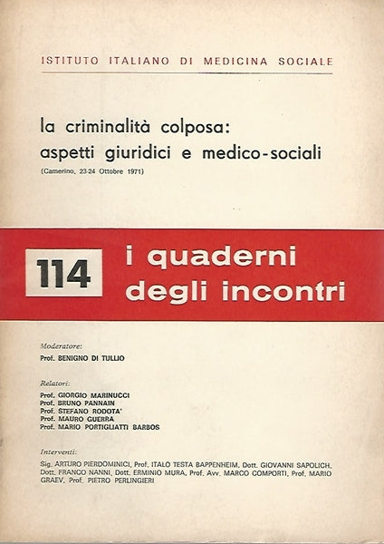 La criminalità colposa: aspetti giuridici e medico-sociali - copertina