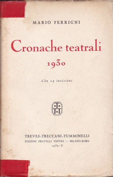 Cronache teatrali. 1930. - copertina
