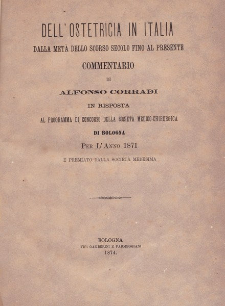 Dell'ostetricia in Italia dalla metà dello scorso secolo fino al presente - copertina