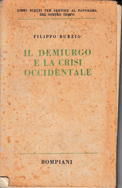 Il demiurgo e la crisi occidentale - copertina