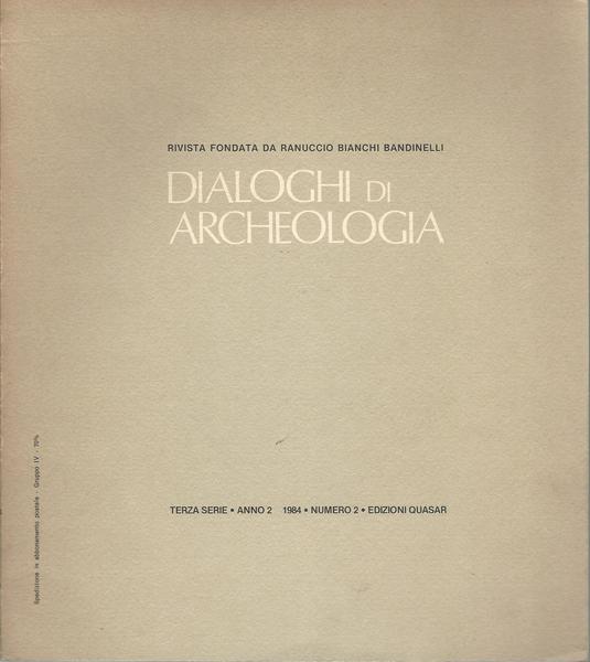 DIALOGHI DI ARCHEOLOGIA. TERZA SERIE. ANNO 2 1984. NUMERO 2 - copertina