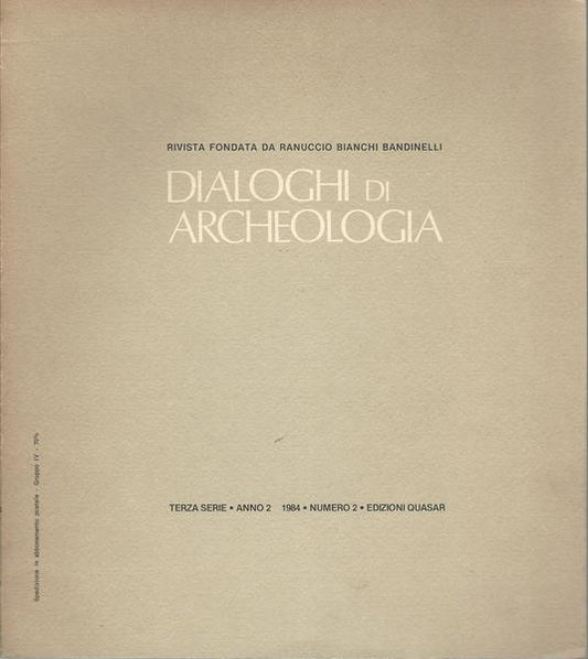 DIALOGHI DI ARCHEOLOGIA. TERZA SERIE. ANNO 2 1984. NUMERO 2 - copertina