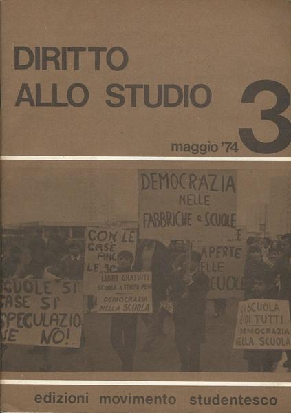 DIRITTO ALLO STUDIO. MAGGIO '74 N. 3 - copertina