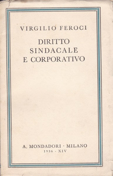 Diritto sindacale e corporativo - copertina