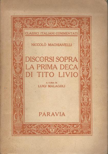 Discorsi sopra la prima deca di Tito Livio - copertina