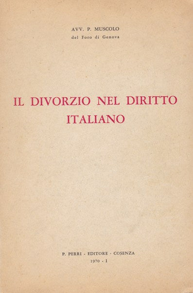 Il divorzio nel diritto italiano - copertina