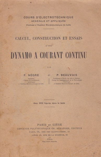 Dynamo a courant continu - copertina