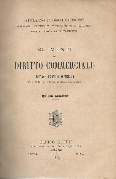 ELEMENTI DI DIRITTO COMMERCIALE - copertina