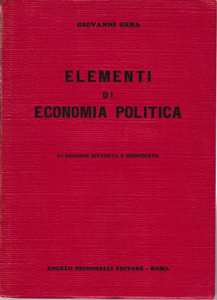 Elementi di economia politica - copertina