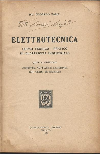 ELETTROTECNICA - Corso teorico-pratico di elettricita' industriale - copertina