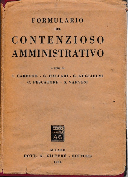 Formulario del contenzioso amministrativo - copertina