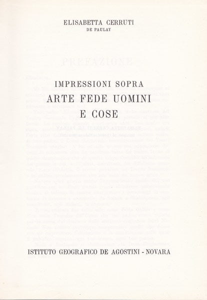 Impressioni sopra arte fede uomini e cose - copertina