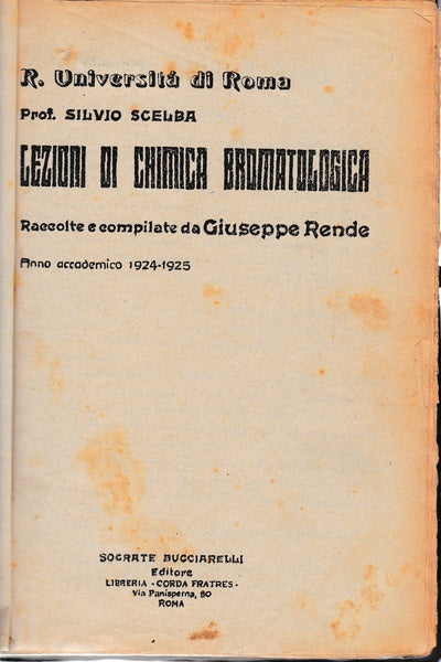 Lezioni di chimica bromatologica - copertina
