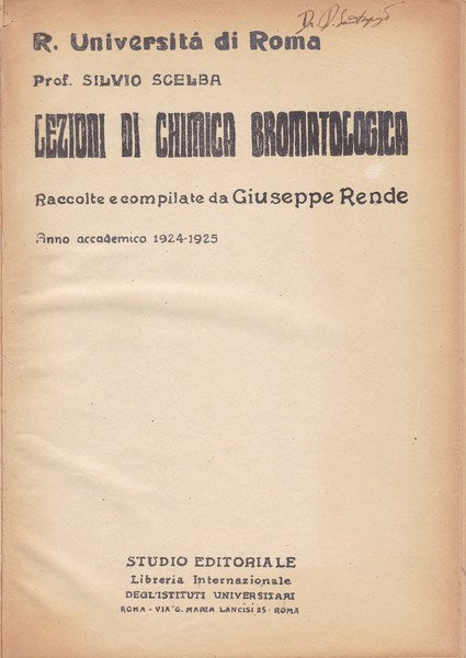 Lezioni di chimica bromatologica - copertina
