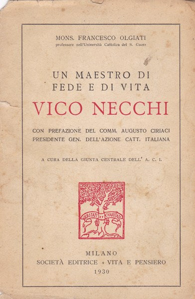 Un maestro di fede e di vita. Vico Necchi. - copertina