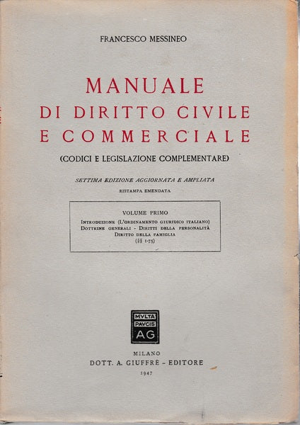 Manuale di diritto civile e commerciale. Volumi I-II-III - copertina